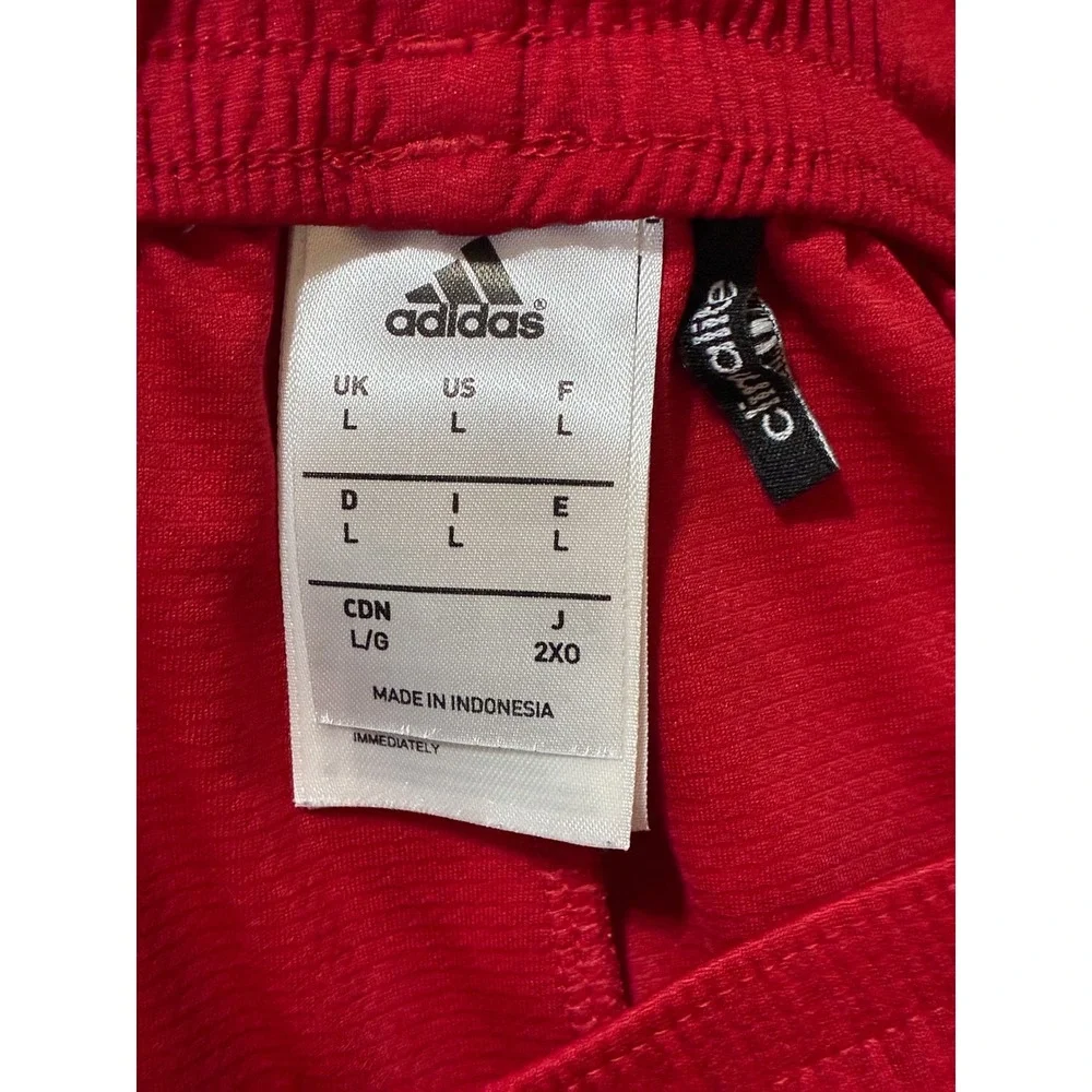 Adidas Mens Climalite Soccer Shorts Red White Stripe Athletic Large Z21562